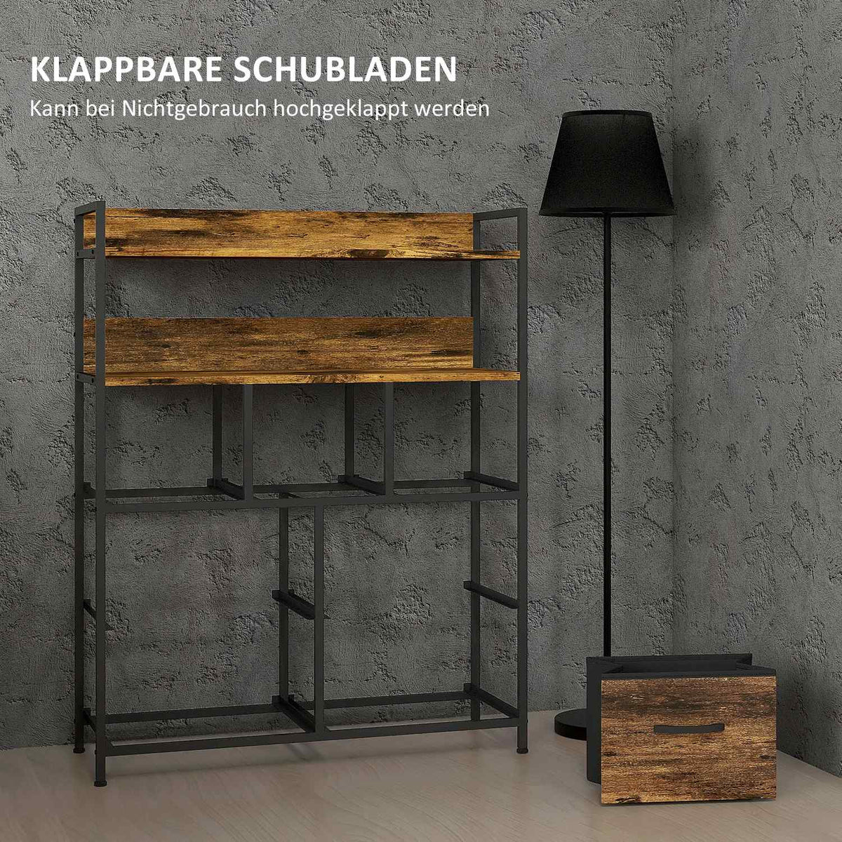 Chest of Drawers with 7 Fabric Folding Drawers Storage Cabinet Chest of Drawers with 2 Shelves Steel Frame for Bedroom Living Room Rustic Brown