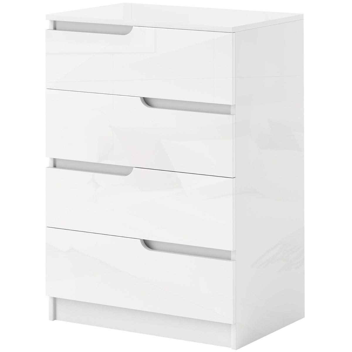 Chest of drawers side cabinet with 4 drawers, chest of drawers for living room, bedroom, high-gloss white 60 x 40 x 85cm |