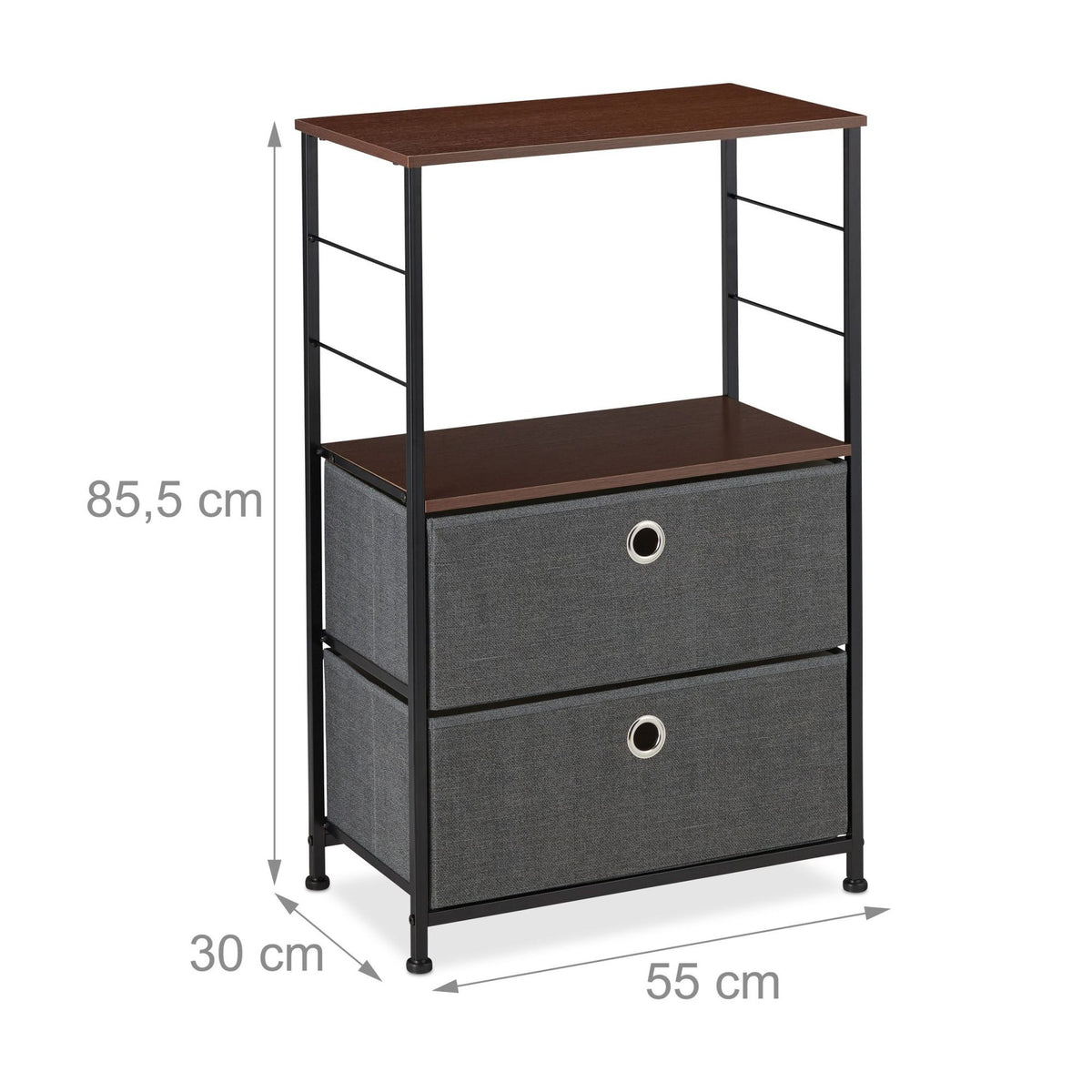 Chest of drawers with 2 collapsible baskets