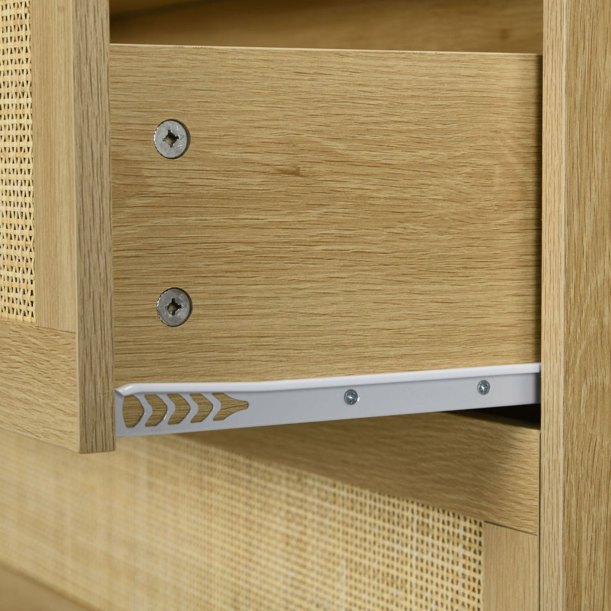Chest of drawers with 3 drawers, anti-tip protection, rattan look, side cabinet for living room, bedroom, natural, 80x40x80cm