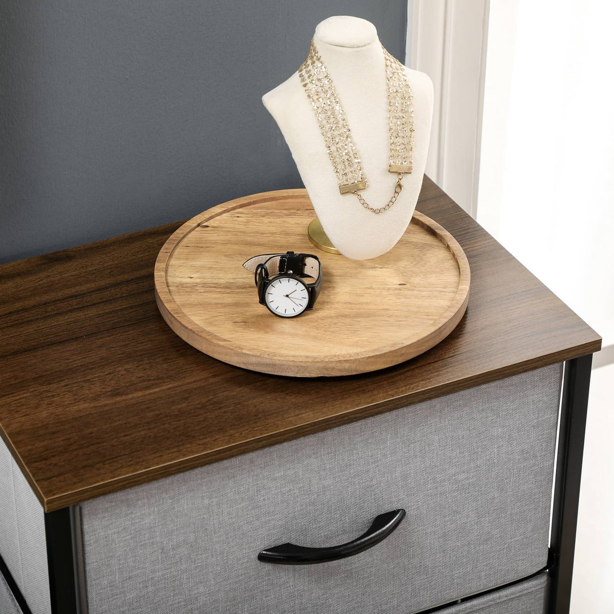 Chest of drawers with 5 drawers made of fabric storage cabinet chest of drawers with handles, modern design cabinet drawer cabinet storage chest of drawers for bedroom, living room gray |