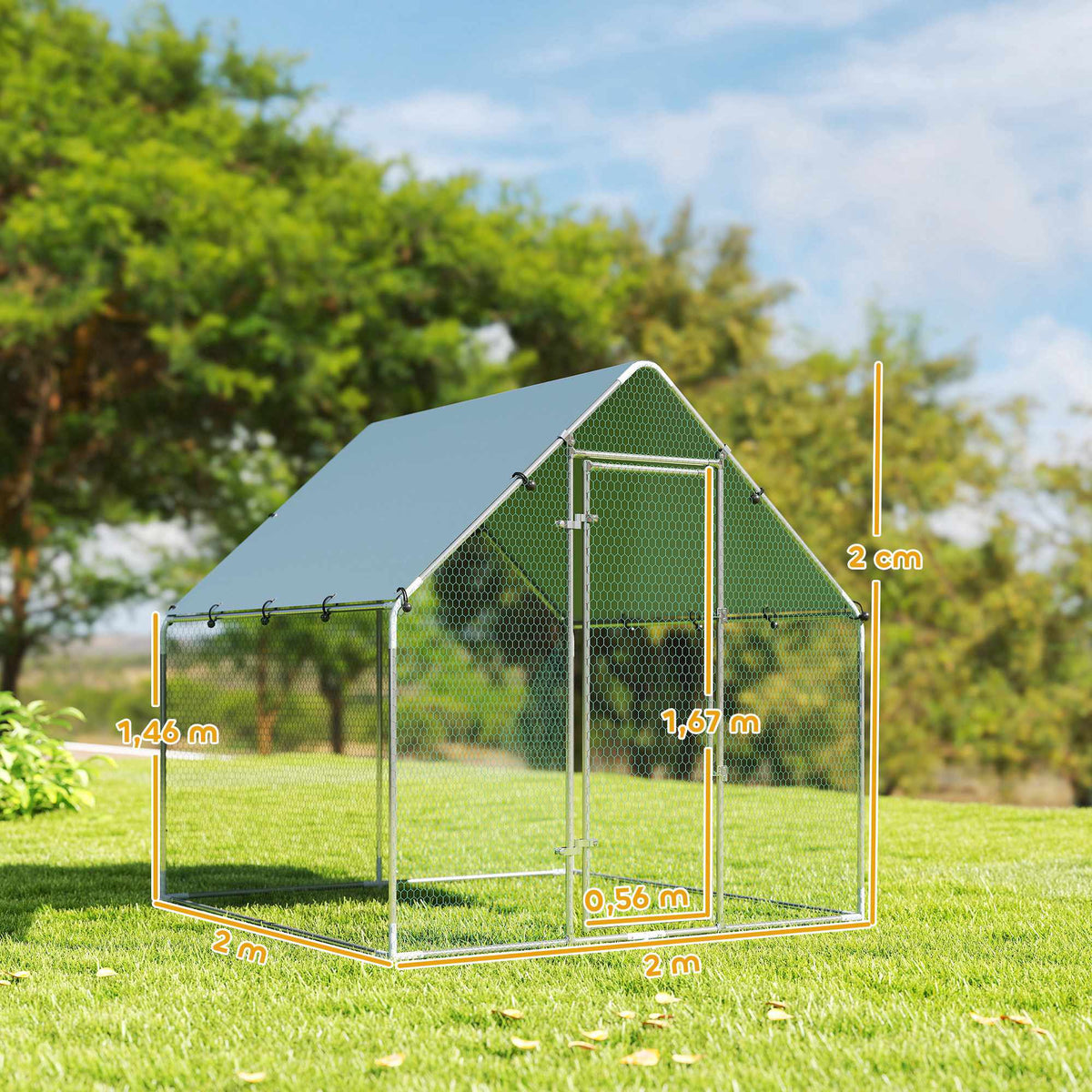 Chicken Coop, 4-6 Hens, Galvanized Steel, Weatherproof Roof