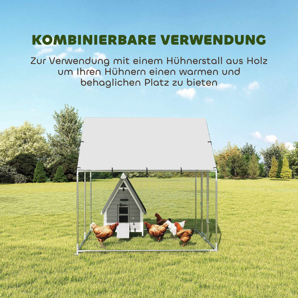 Chicken Coop, 4-6 Hens, Galvanized Steel, Weatherproof Roof
