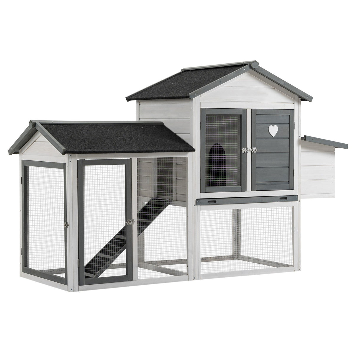 Chicken Coop Chicken House Chicken Enclosure With 2 Levels Nesting Box Ramp Winterproof Easy To Clean Fir Wood Steel Asphalt 200 X 80 X 130 Cm