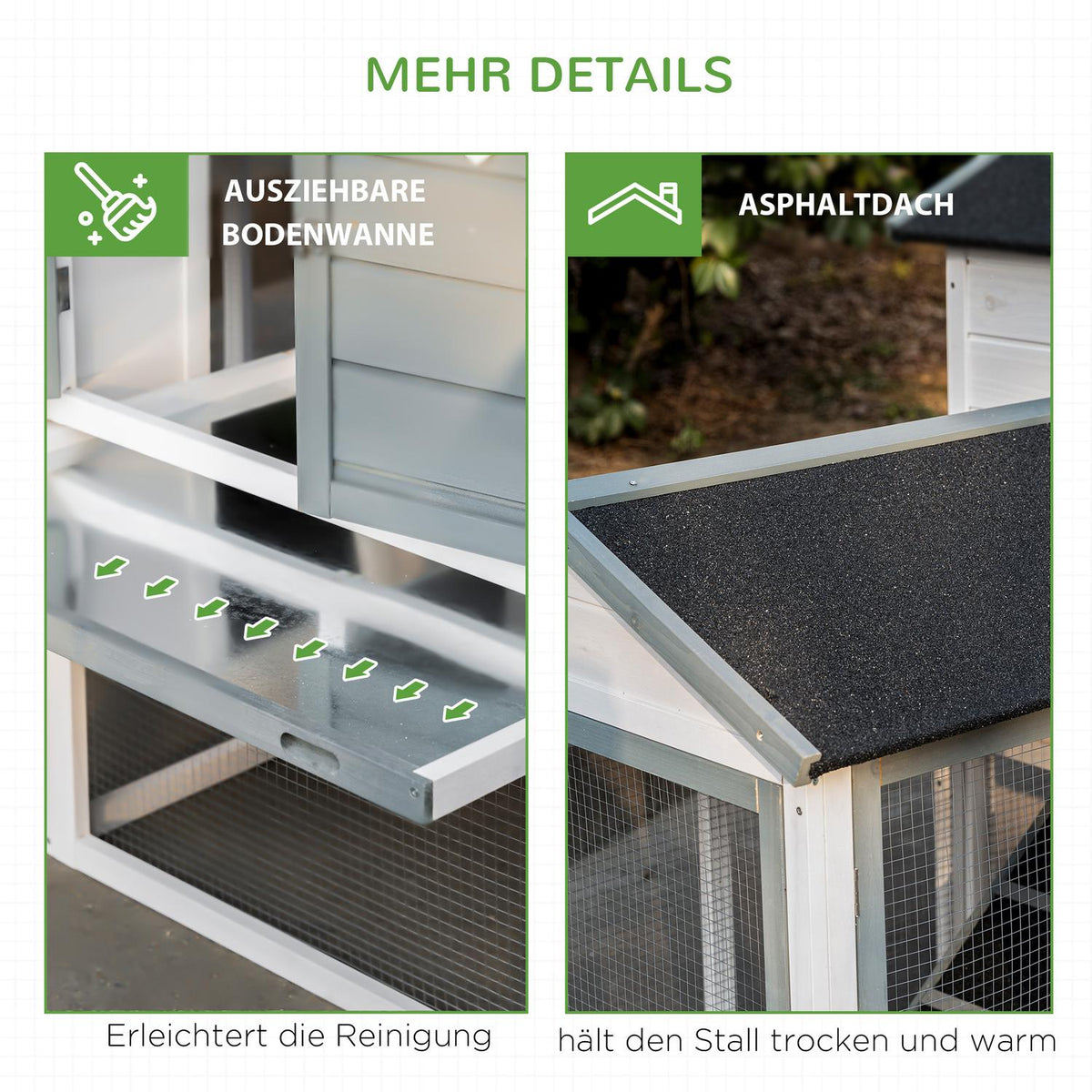 Chicken Coop Chicken House Chicken Enclosure With 2 Levels Nesting Box Ramp Winterproof Easy To Clean Fir Wood Steel Asphalt 200 X 80 X 130 Cm