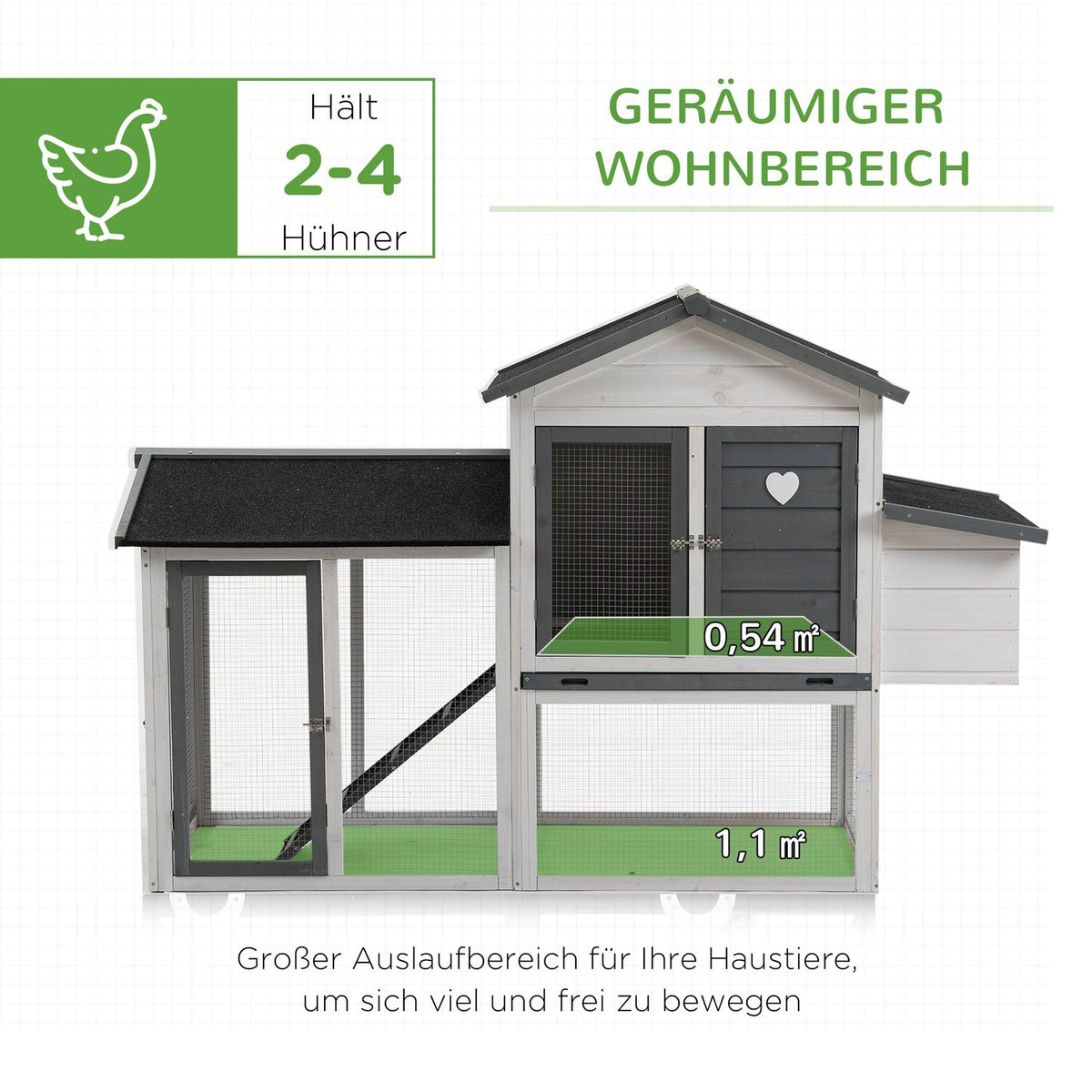 Chicken Coop Chicken House Chicken Enclosure With 2 Levels Nesting Box Ramp Winterproof Easy To Clean Fir Wood Steel Asphalt 200 X 80 X 130 Cm