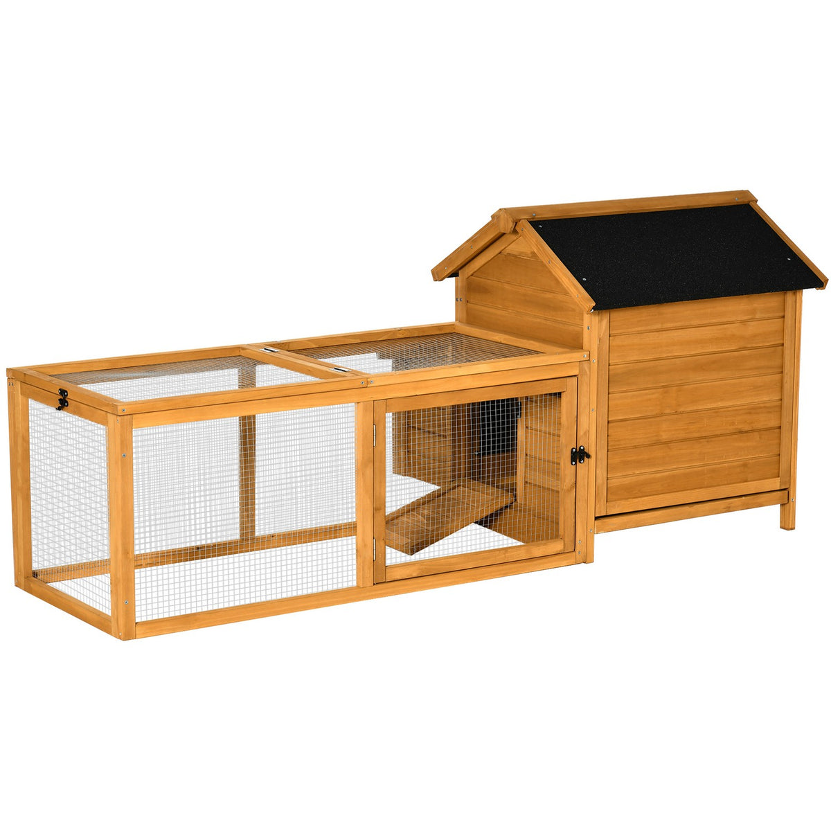 Chicken Coop With Nesting Box, Playpen, Solid Wood, Natural, 180X92X78Cm