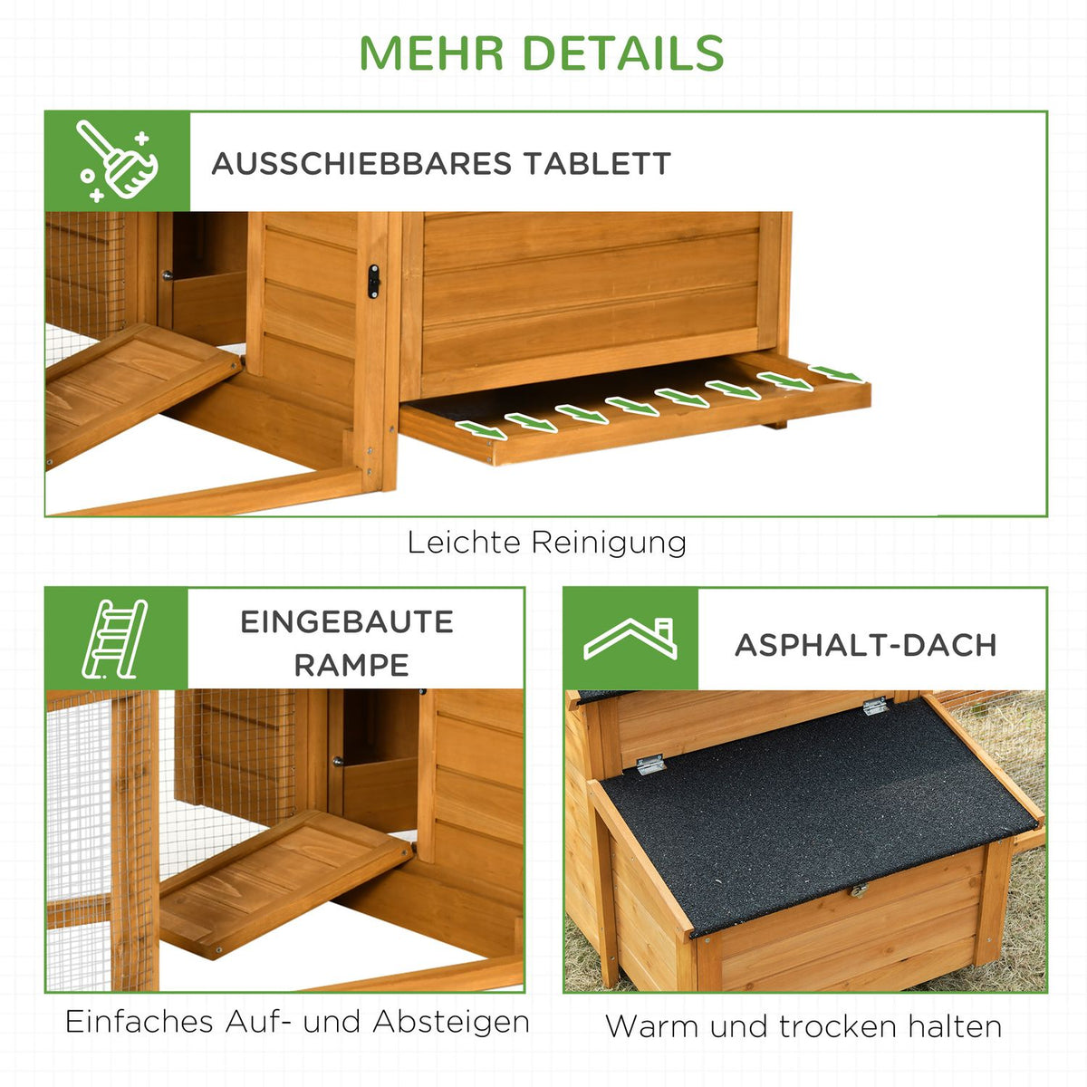 Chicken Coop With Nesting Box, Playpen, Solid Wood, Natural, 180X92X78Cm