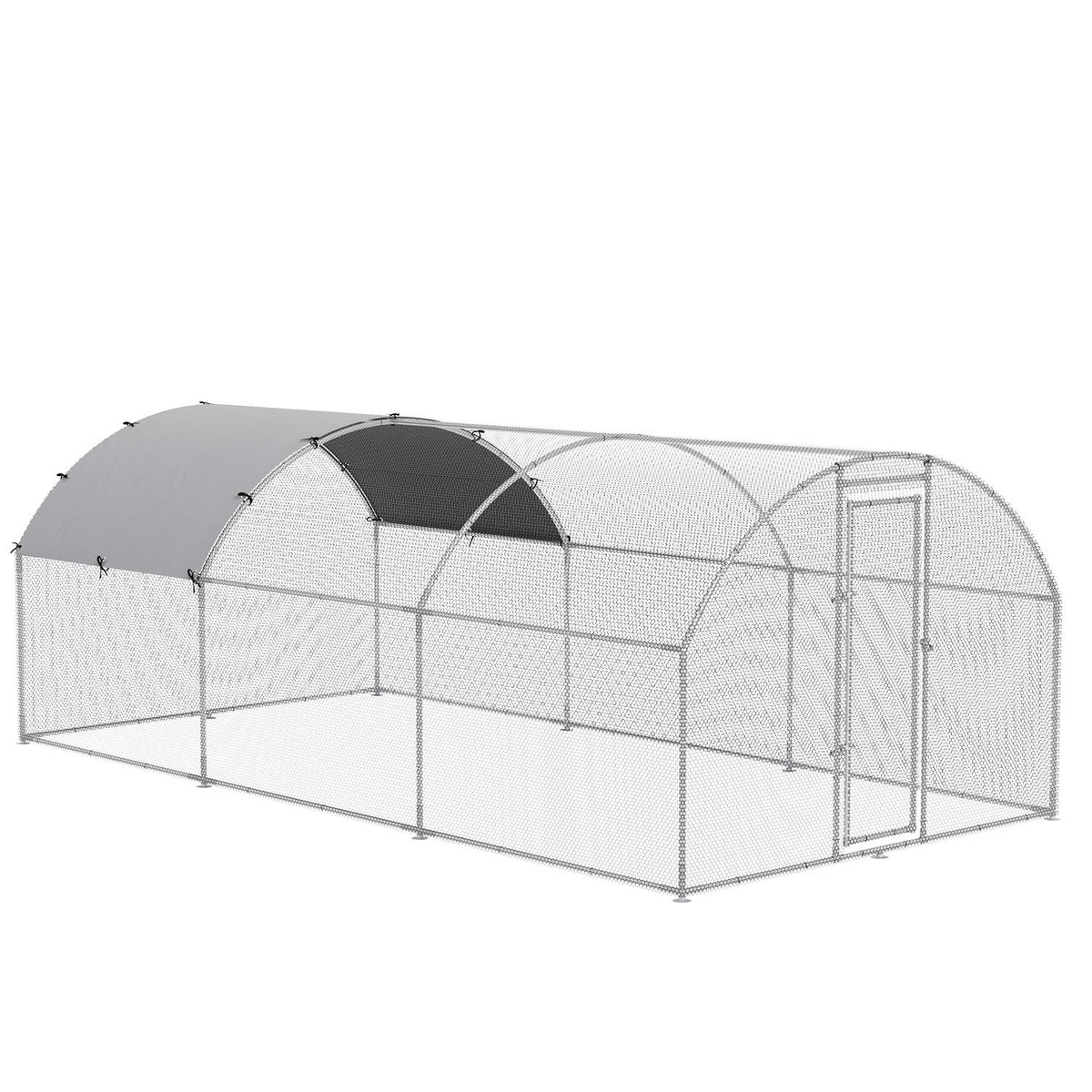 Chicken Coop Xxl Outdoor Poultry Coop For 12-18 Chickens, With Shade Roof & Lock, Zinc/Steel, 280X570X197Cm