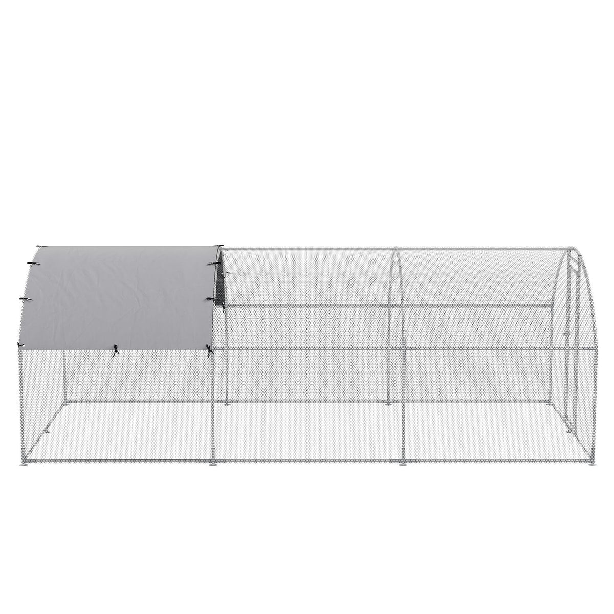 Chicken Coop Xxl Outdoor Poultry Coop For 12-18 Chickens, With Shade Roof & Lock, Zinc/Steel, 280X570X197Cm