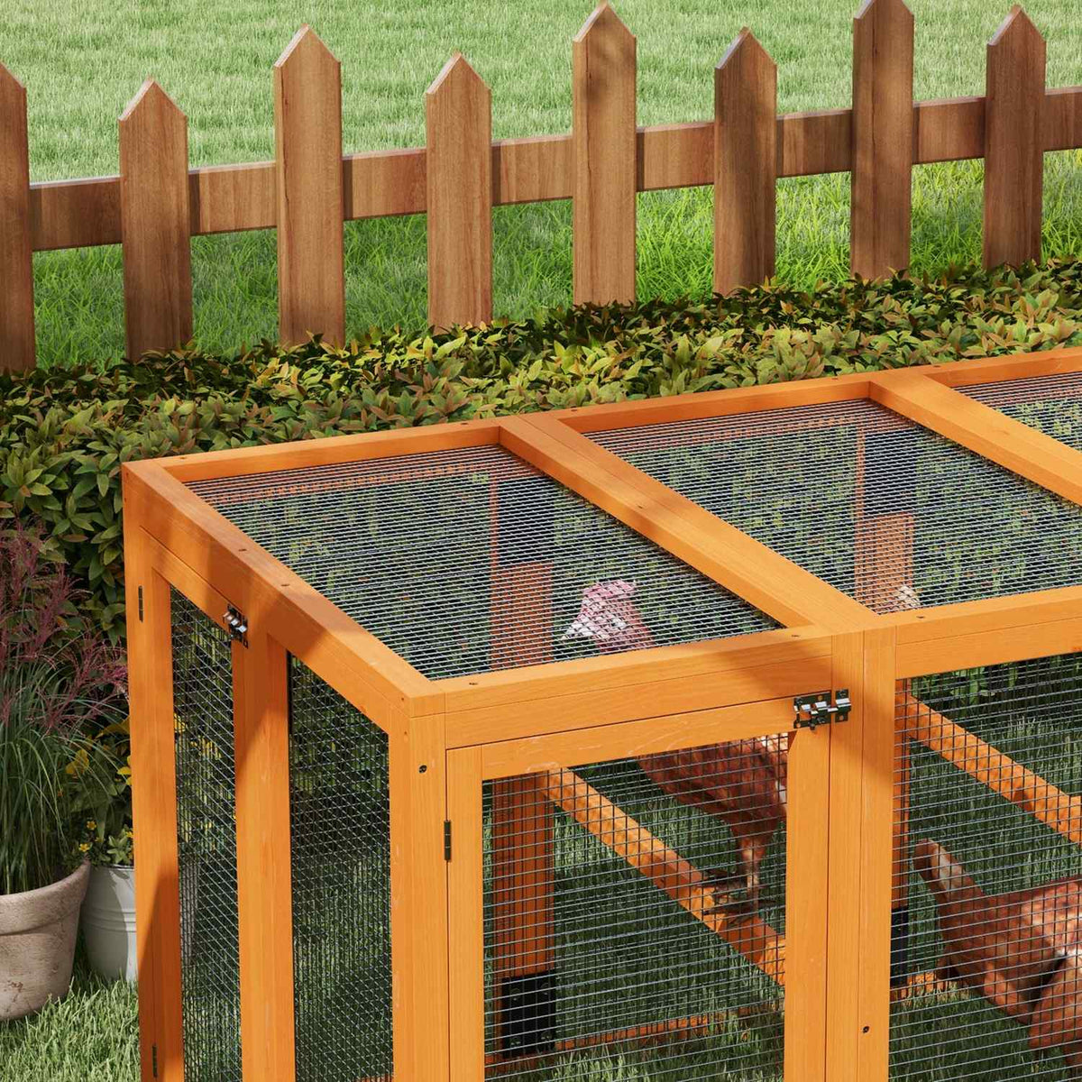 Chicken Coop for 1-3 Hens, Wood Frame, Steel Wire, Expandable