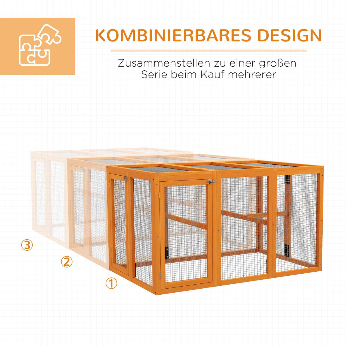 Chicken Coop for 1-3 Hens, Wood Frame, Steel Wire, Expandable