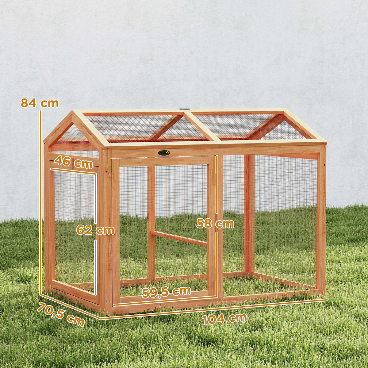 Chicken Coop with Perch, Double Doors, Wood & Metal, 104x70.5x84 cm