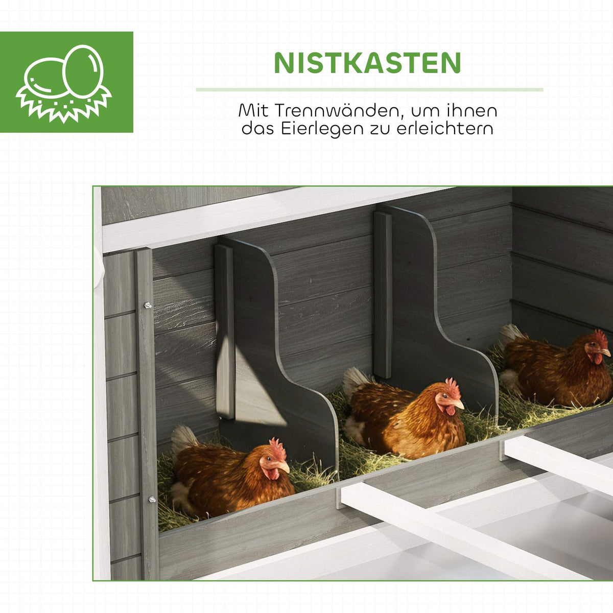 Chicken Coop with Run, Weatherproof, Gray Pine Wood