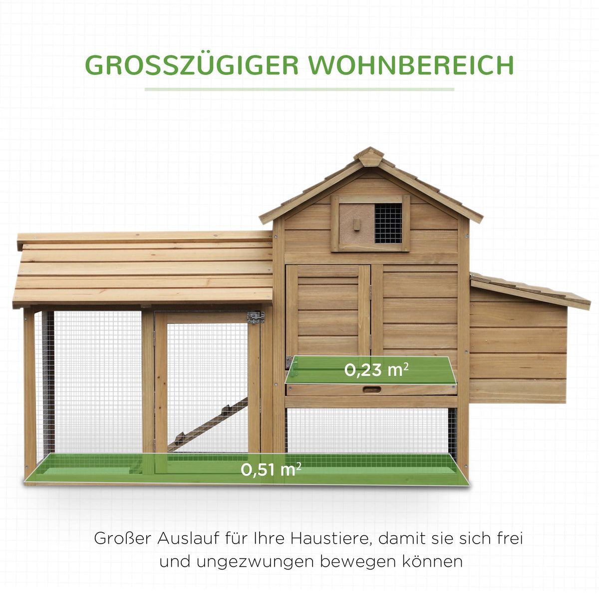 Chicken Coop with Run, Wood, 2 Levels, Nesting Box