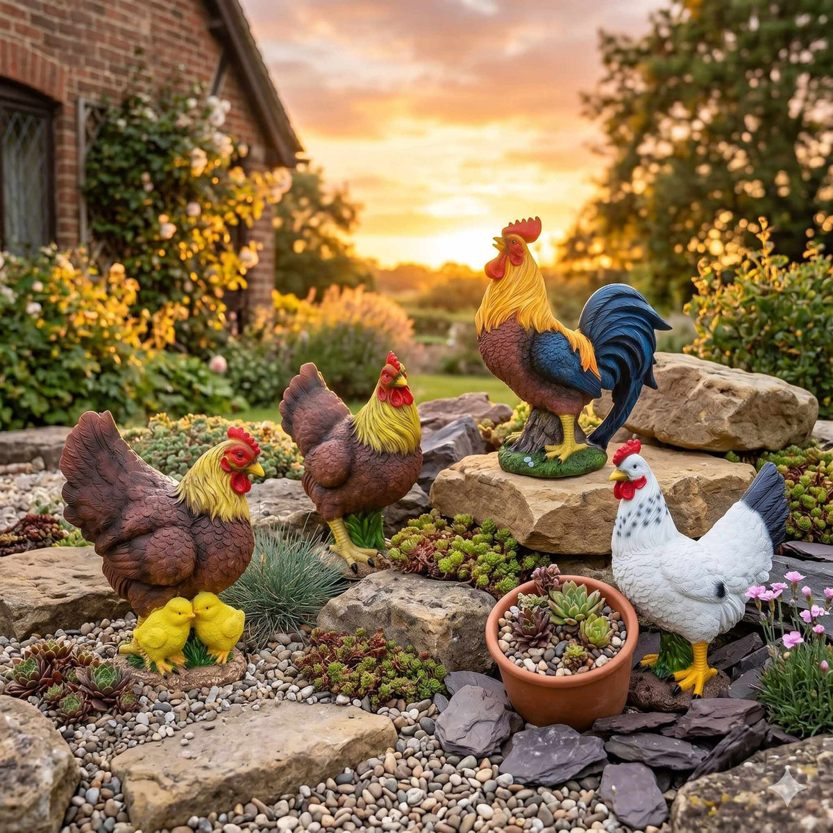 Chicken Garden Ornament – Polyresin, Weatherproof