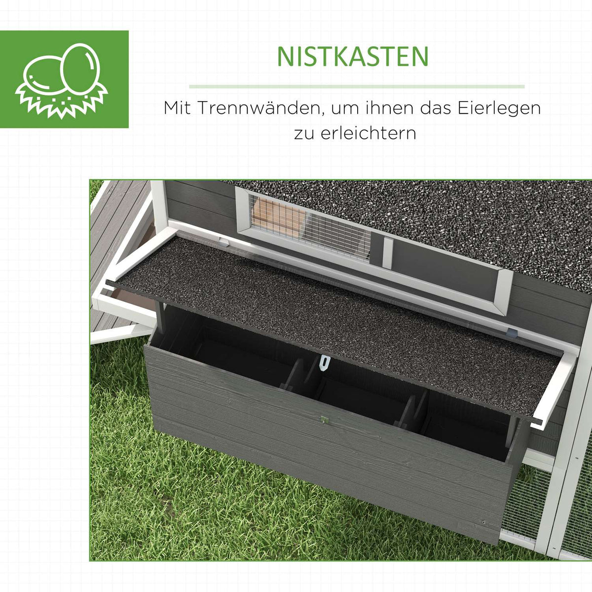 Chicken coop 2 levels chicken house with nesting box, outdoor enclosure poultry coop enclosure for 8-10 chickens playpen with tray, fir wood 347 x 160 x 150 cm gray