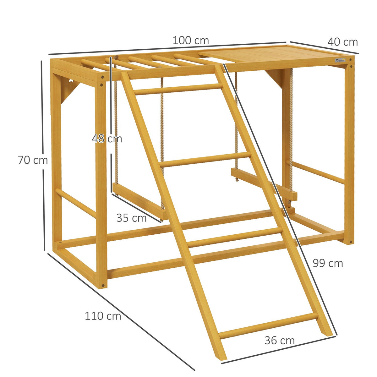 Chicken play frame made of wood, playground for chickens with swings and ladder chicken climbing frame for 3-4 chickens natural wood