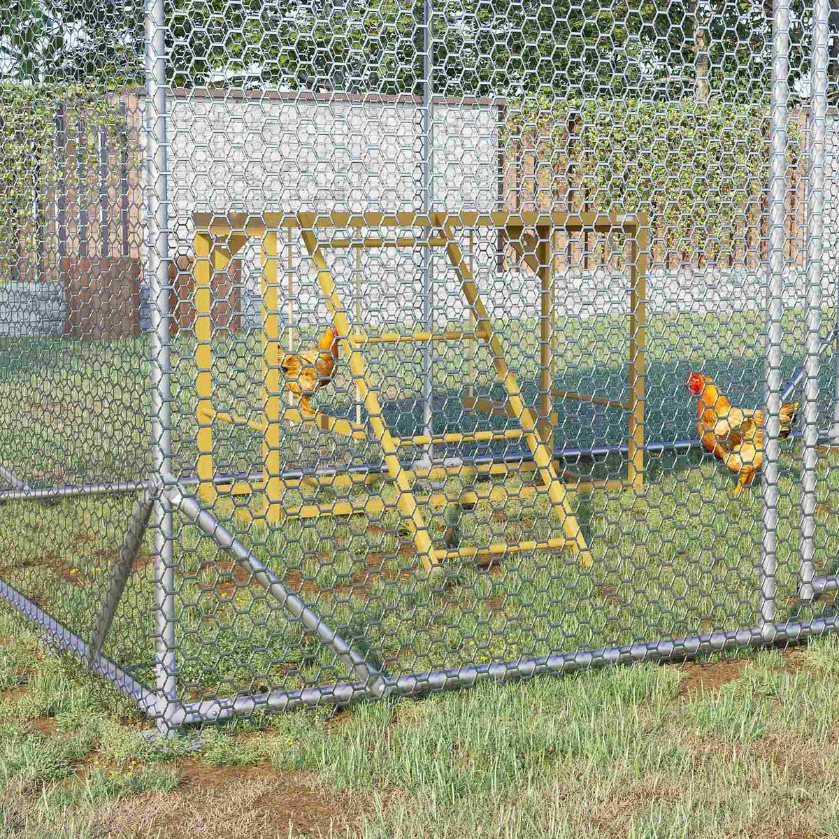Chicken play frame made of wood, playground for chickens with swings and ladder chicken climbing frame for 3-4 chickens natural wood