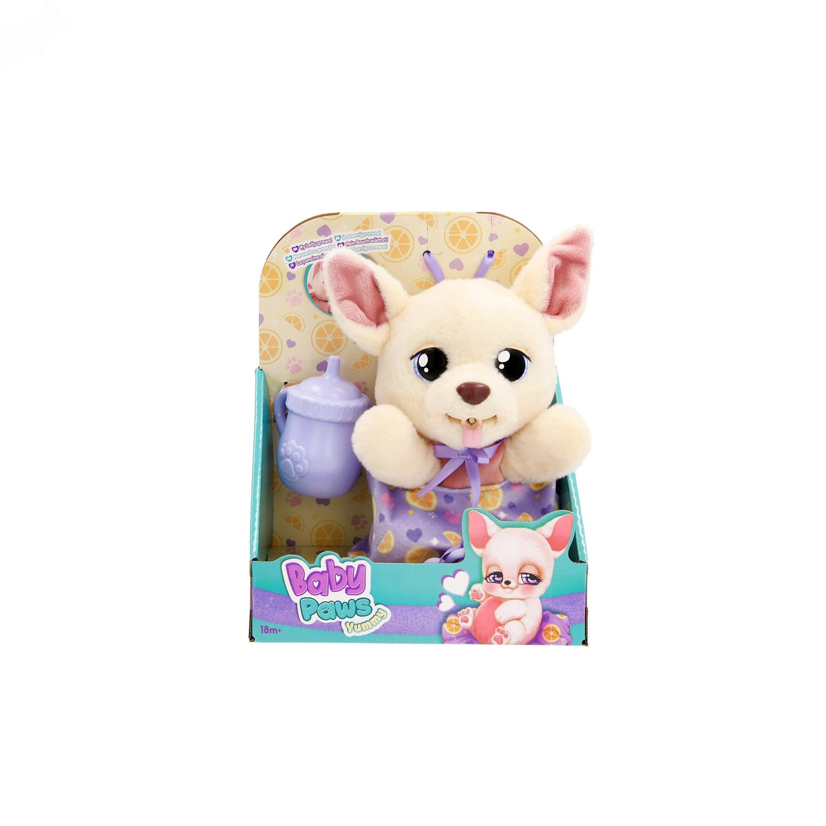 Chihuahua Plush Toy with Blanket and Bottle, 18 cm