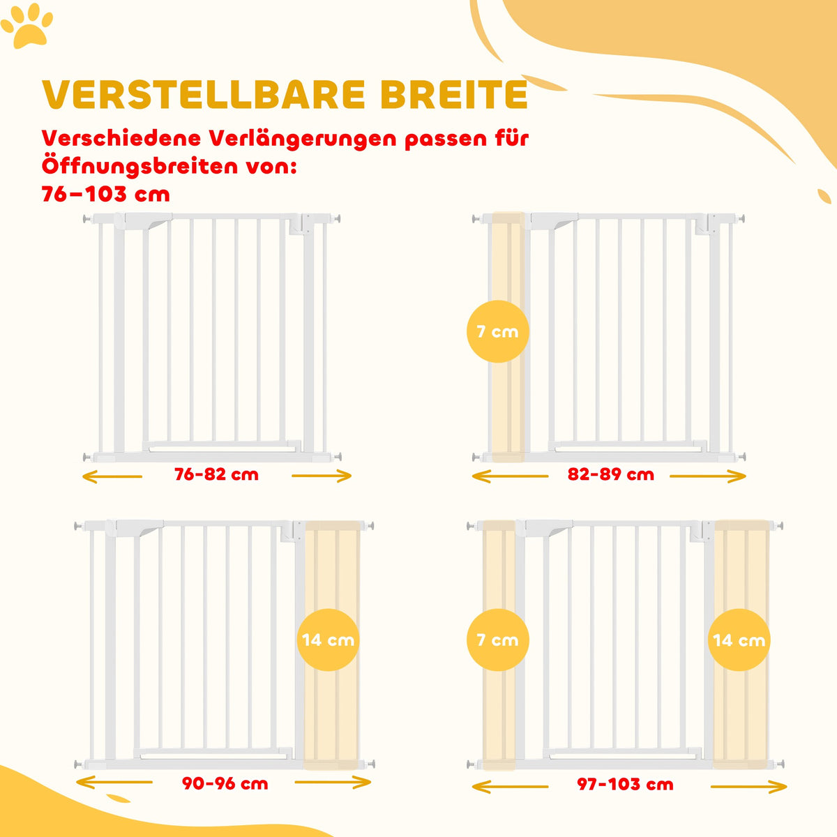 Child Safety Gate, No-Drill, Auto-Close, 76-103 x 76 cm