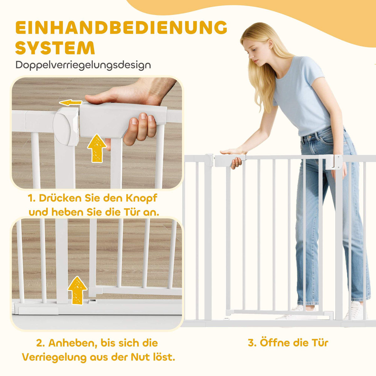Child Safety Gate, No-Drill, Auto-Close, 76-103 x 76 cm