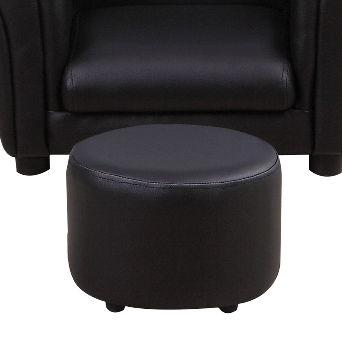 Children'S Armchair With Footstool Children'S Couch In Black, Mini Sofa For 3-7 Years, Wood, 54X42X41Cm