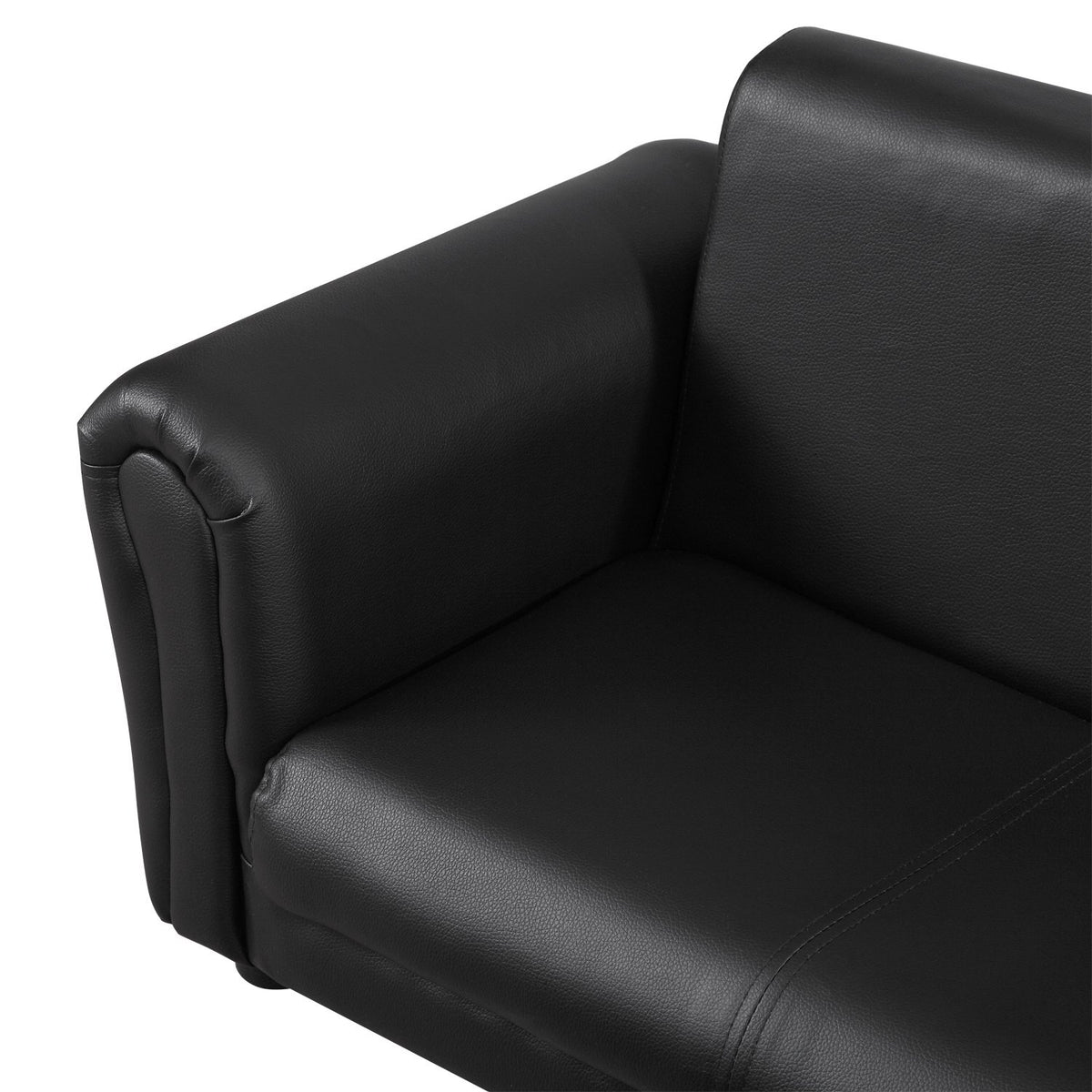 Children'S Armchair With Footstool, Children'S Couch & Stool In Black, Comfortable Sofa Armchair Set, 83X42X41Cm