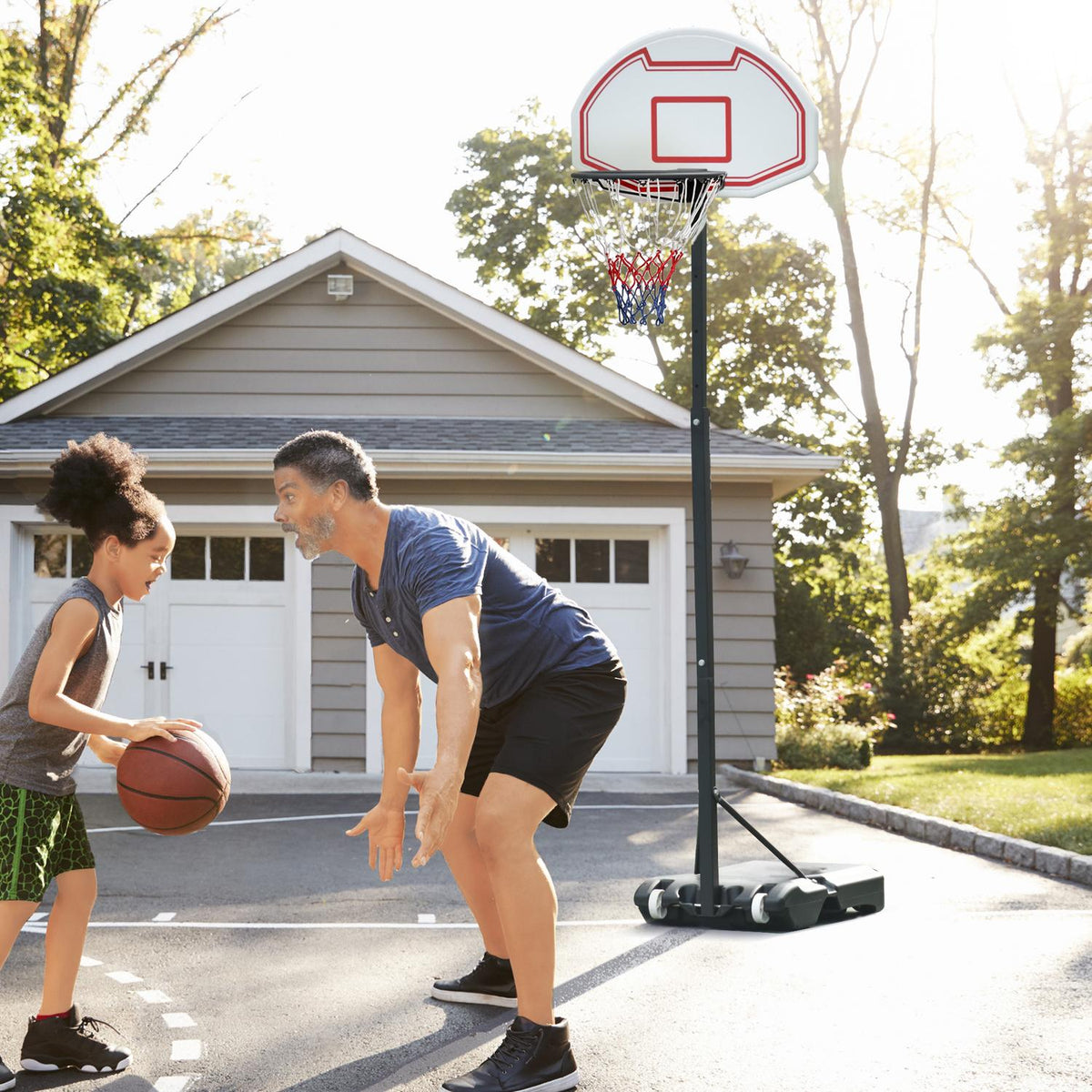 Children'S Basketball System Rollable Height Adjustable 194-249Cm Water Fillable Pe Steel Black