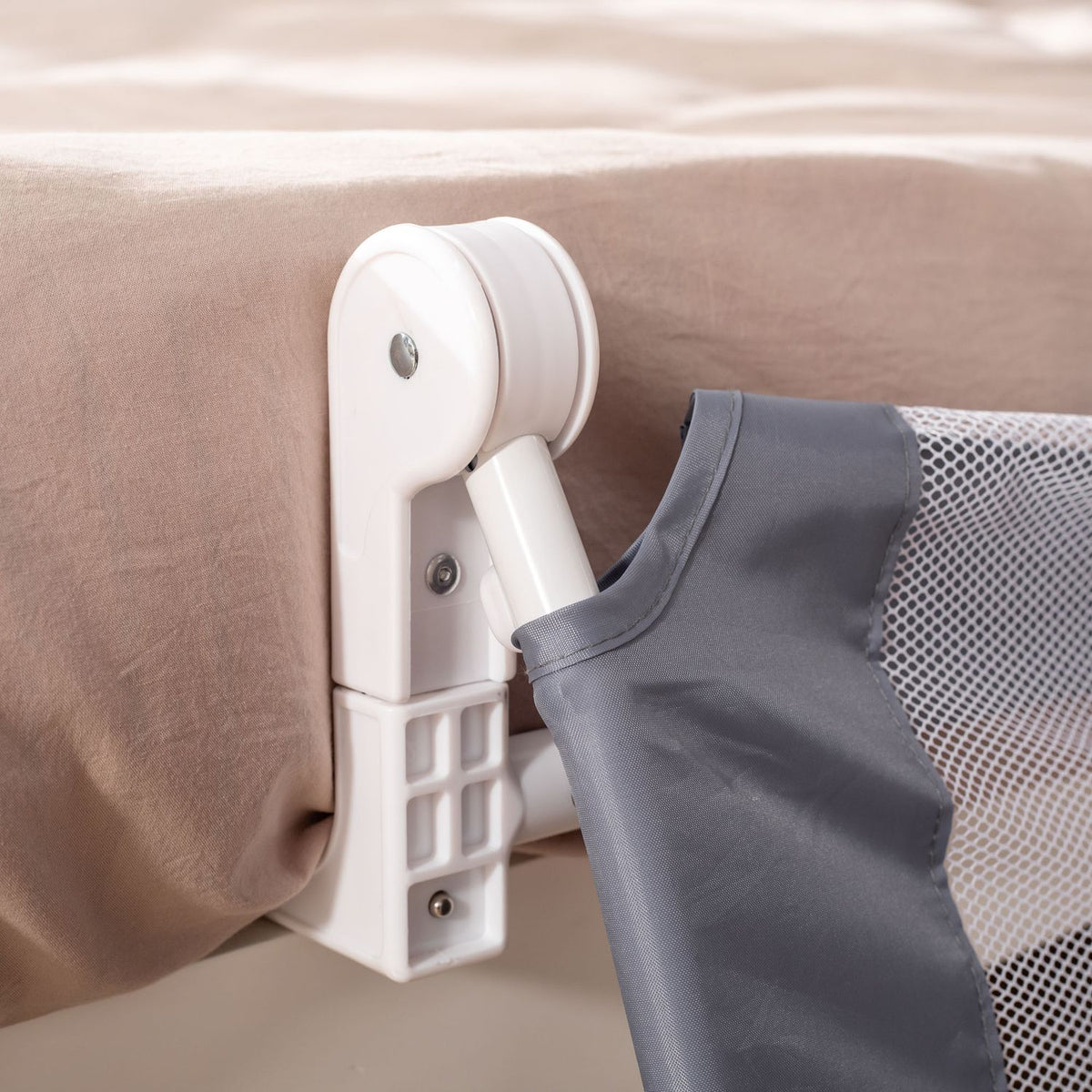 Children'S Bed Rail Fall Protection Removable Metal Oxford Fabric Gray 150Cm