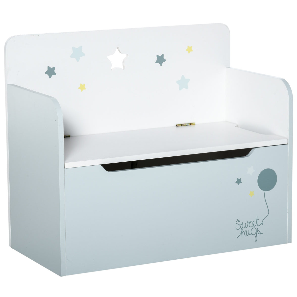 Children'S Bench With Storage Space 2-In-1 Chest Bench And Toy Box, Light Blue, For 3-6 Years, 60X30X50Cm