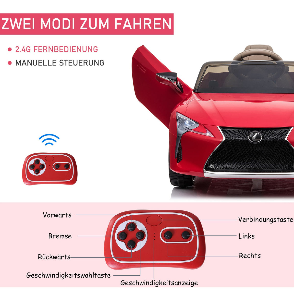 Children'S Car Officially Licensed Lexus Lc500 Electric Car, 2.4G Remote Control, Mp3/Usb, Light & Music, 3-6 Years