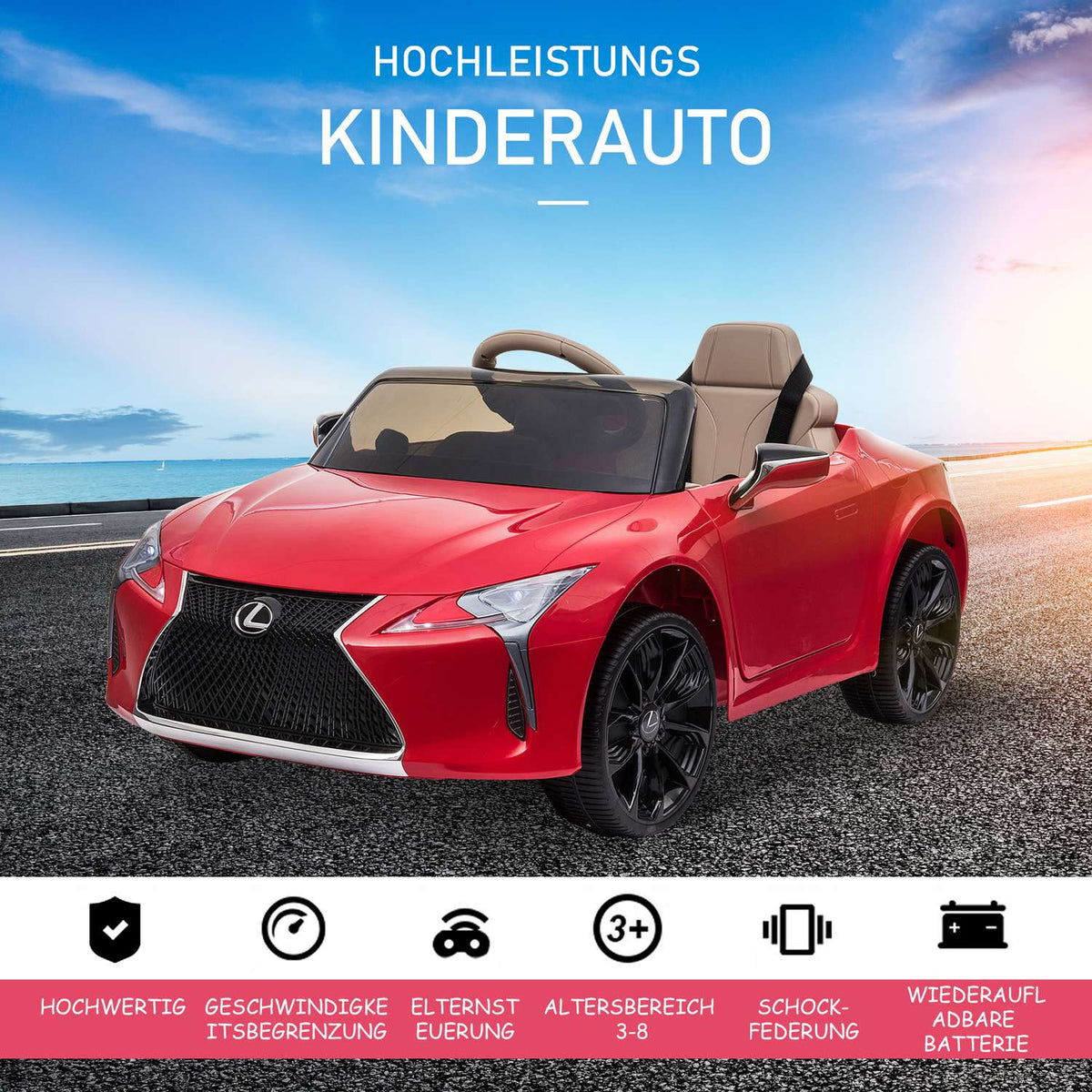 Children'S Car Officially Licensed Lexus Lc500 Electric Car, 2.4G Remote Control, Mp3/Usb, Light & Music, 3-6 Years
