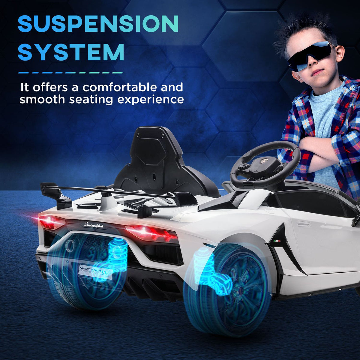 Children'S Electric Car 12V Electric Vehicle With 2.4G Remote Control, Mp3 Player, Horn, Light, For 3-5 Years, White