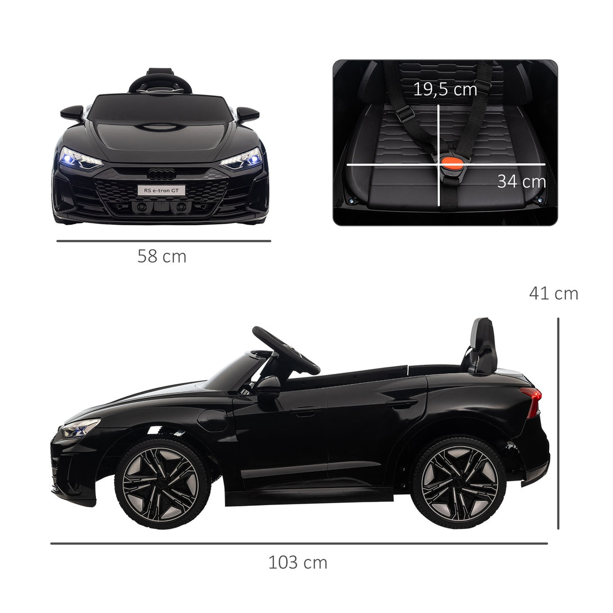 Children'S Electric Car, Children'S Car With Remote Control, Children'S Vehicle With Seat Belt, Horn & Music & Headlights, Up To 5 Km/H, For 3-5 Years