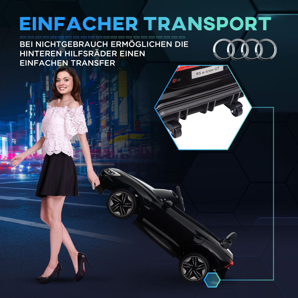 Children'S Electric Car, Children'S Car With Remote Control, Children'S Vehicle With Seat Belt, Horn & Music & Headlights, Up To 5 Km/H, For 3-5 Years