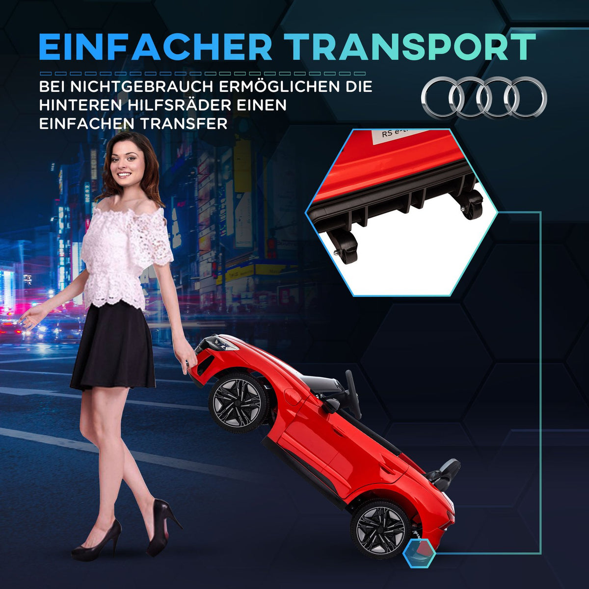 Children'S Electric Car For 3-5 Years, Children'S Car With Remote Control, Seat Belt, Horn, Music & Headlights, Up To 5 Km/H, Red