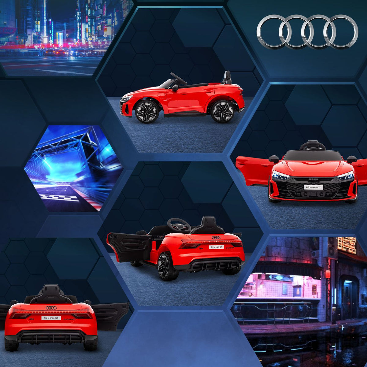 Children'S Electric Car For 3-5 Years, Children'S Car With Remote Control, Seat Belt, Horn, Music & Headlights, Up To 5 Km/H, Red