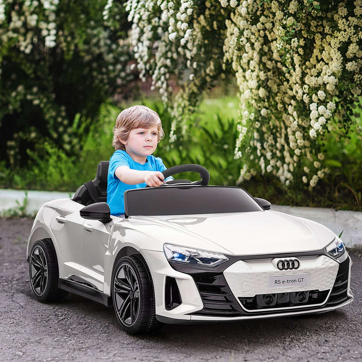 Children'S Electric Car For 3-5 Years, Children'S Car With Remote Control, Seat Belt, Horn, Music & Headlights, Up To 5 Km/H, White
