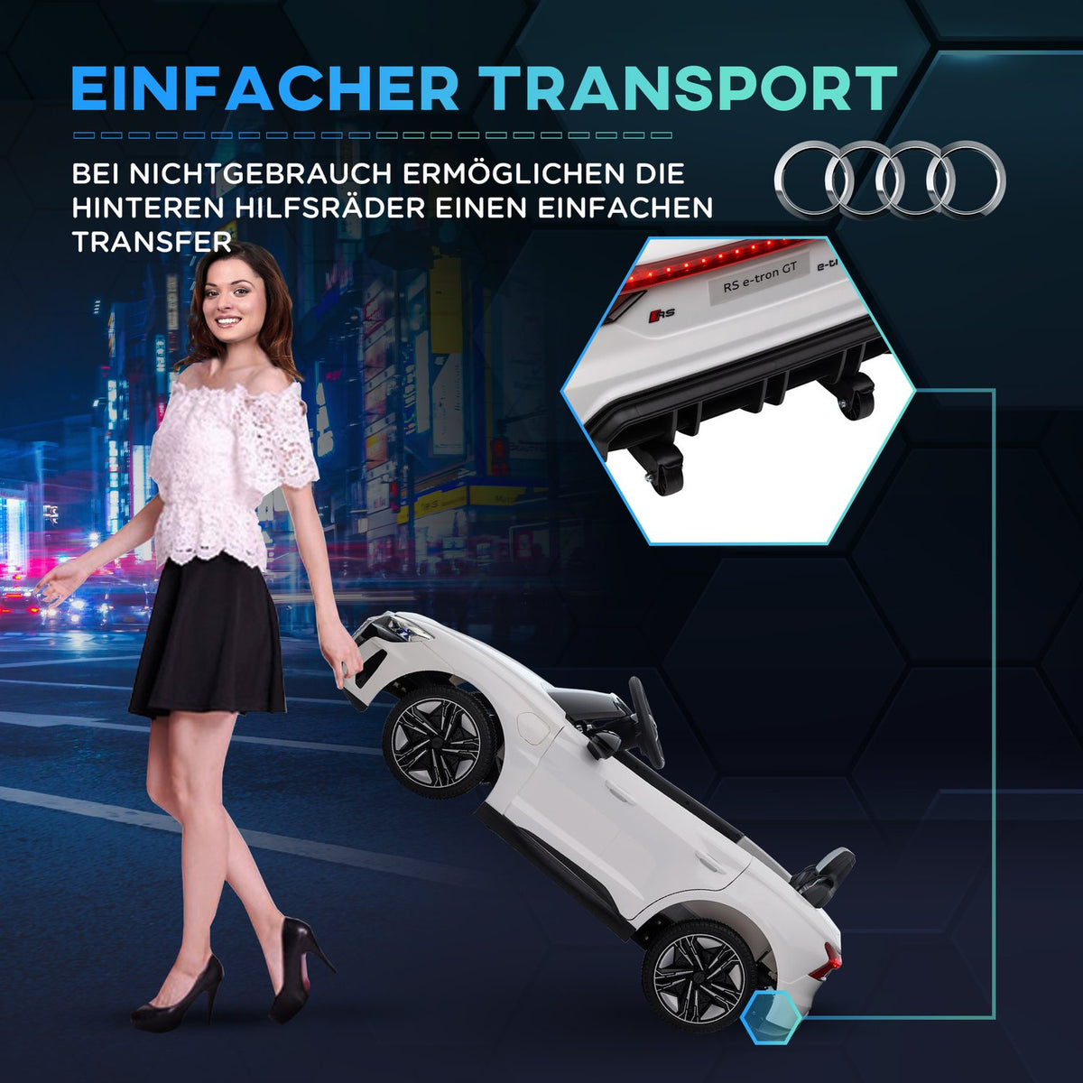 Children'S Electric Car For 3-5 Years, Children'S Car With Remote Control, Seat Belt, Horn, Music & Headlights, Up To 5 Km/H, White