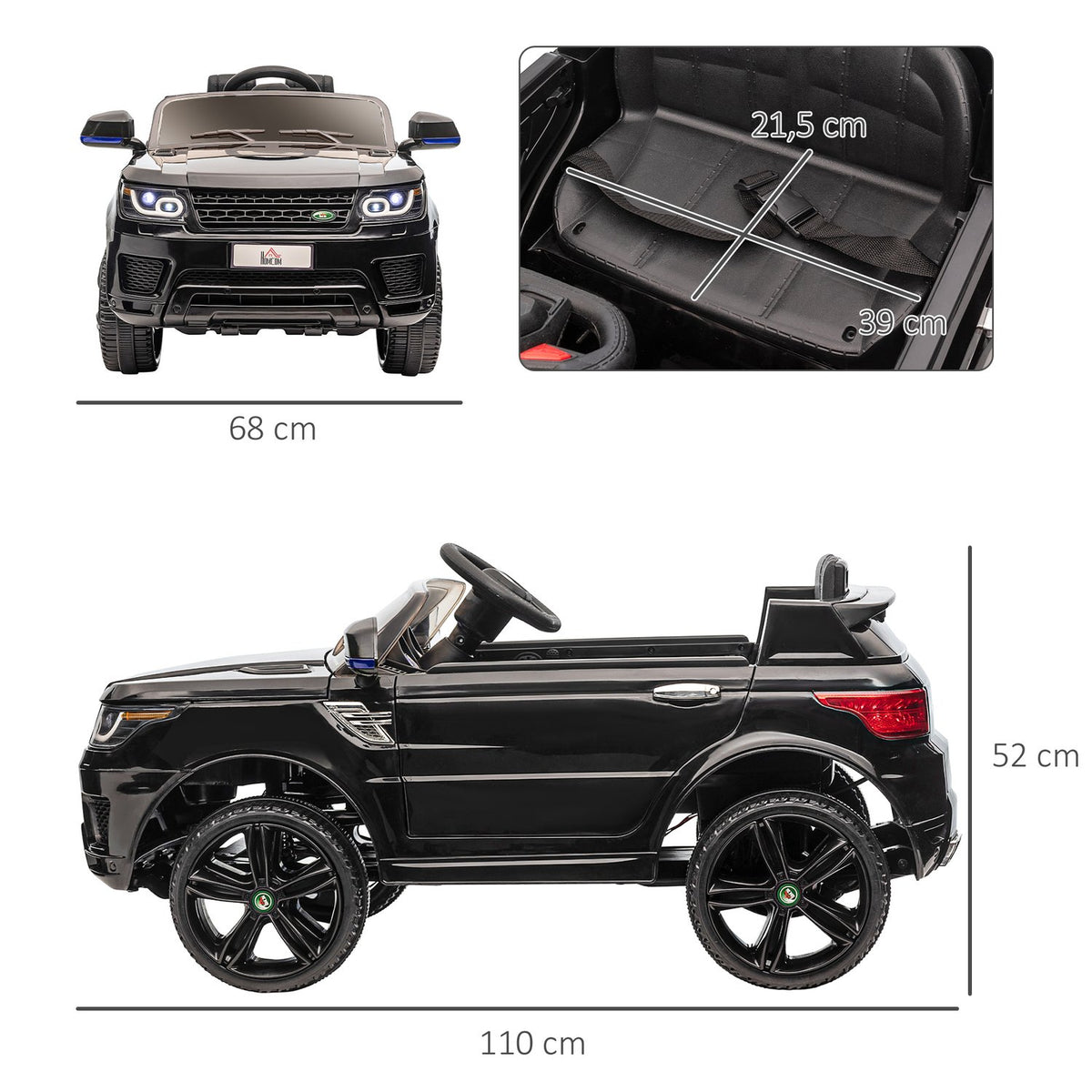 Children'S Electric Car, With 2.4 G Remote Control, With Seat Belt, Music, Horn, Headlights, Children'S Car Up To 5 Km/H, For Children 3-5 Years