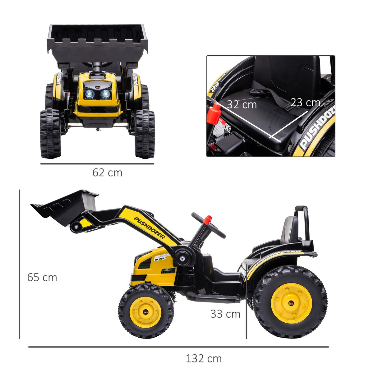 Children'S Electric Excavator Seated Excavator, Ride-On Excavator, With Music And Shovel Arms, 3-5 Years