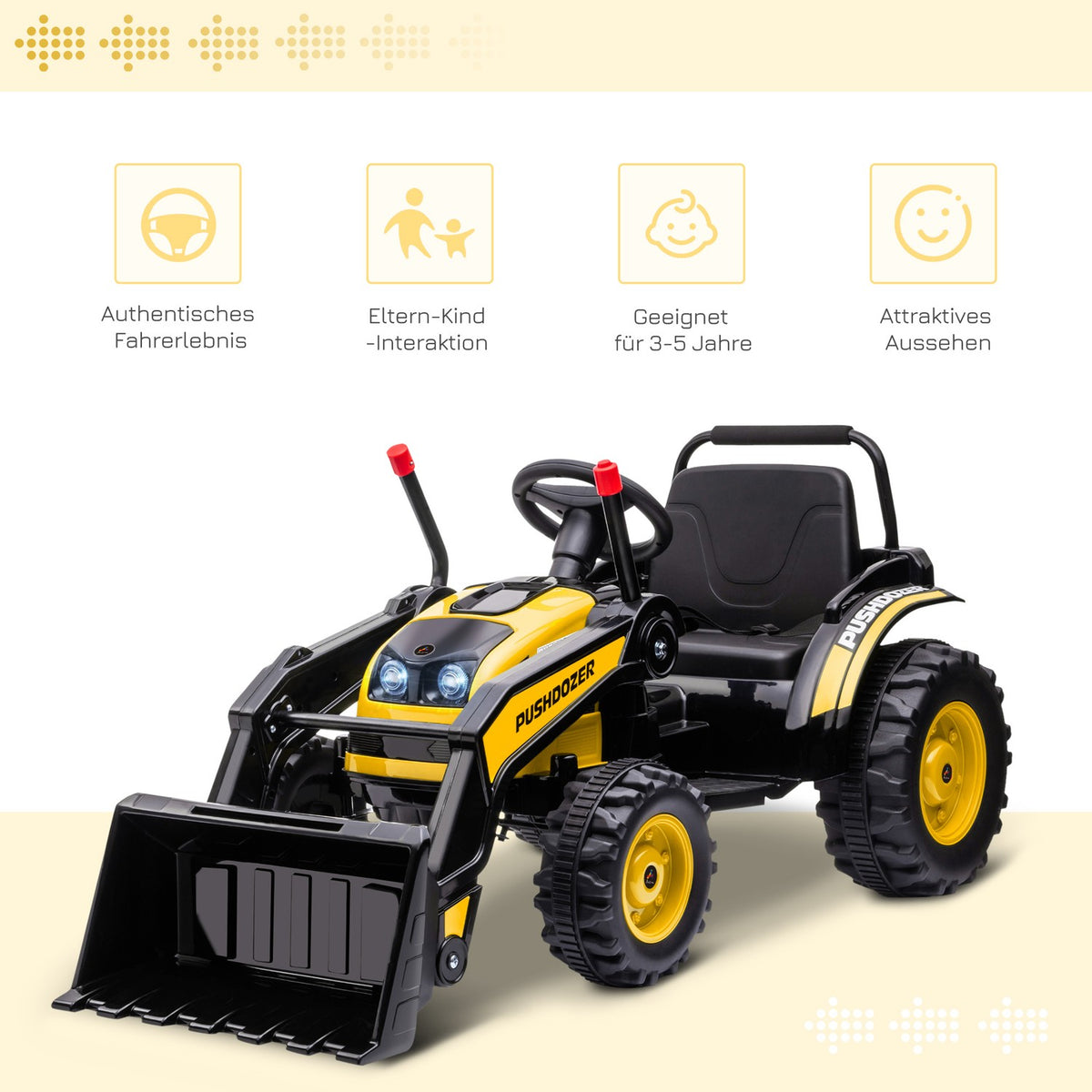 Children'S Electric Excavator Seated Excavator, Ride-On Excavator, With Music And Shovel Arms, 3-5 Years