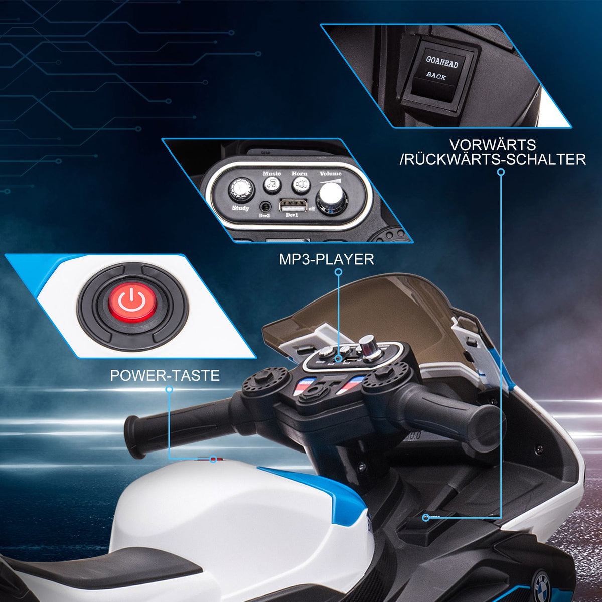 Children'S Electric Motorcycle Children'S Motorcycle 6V Electric Vehicle Electric Tricycle Children'S Vehicle With 3 Music Modes 2.5Km/H Electric Motorcycle From 18 Months
