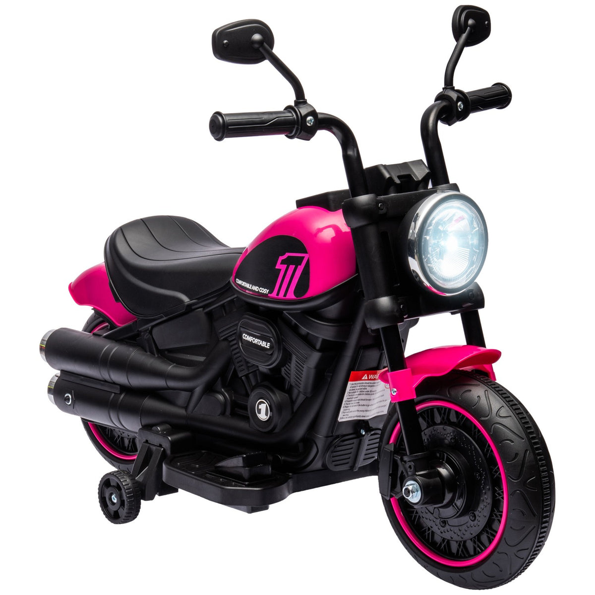 Children'S Electric Motorcycle Children'S Motorcycle Children'S Vehicle Electric Vehicle With 2 Removable Support Wheels, 1.5-3 Km/H, For 1.5-3 Years Children Pink