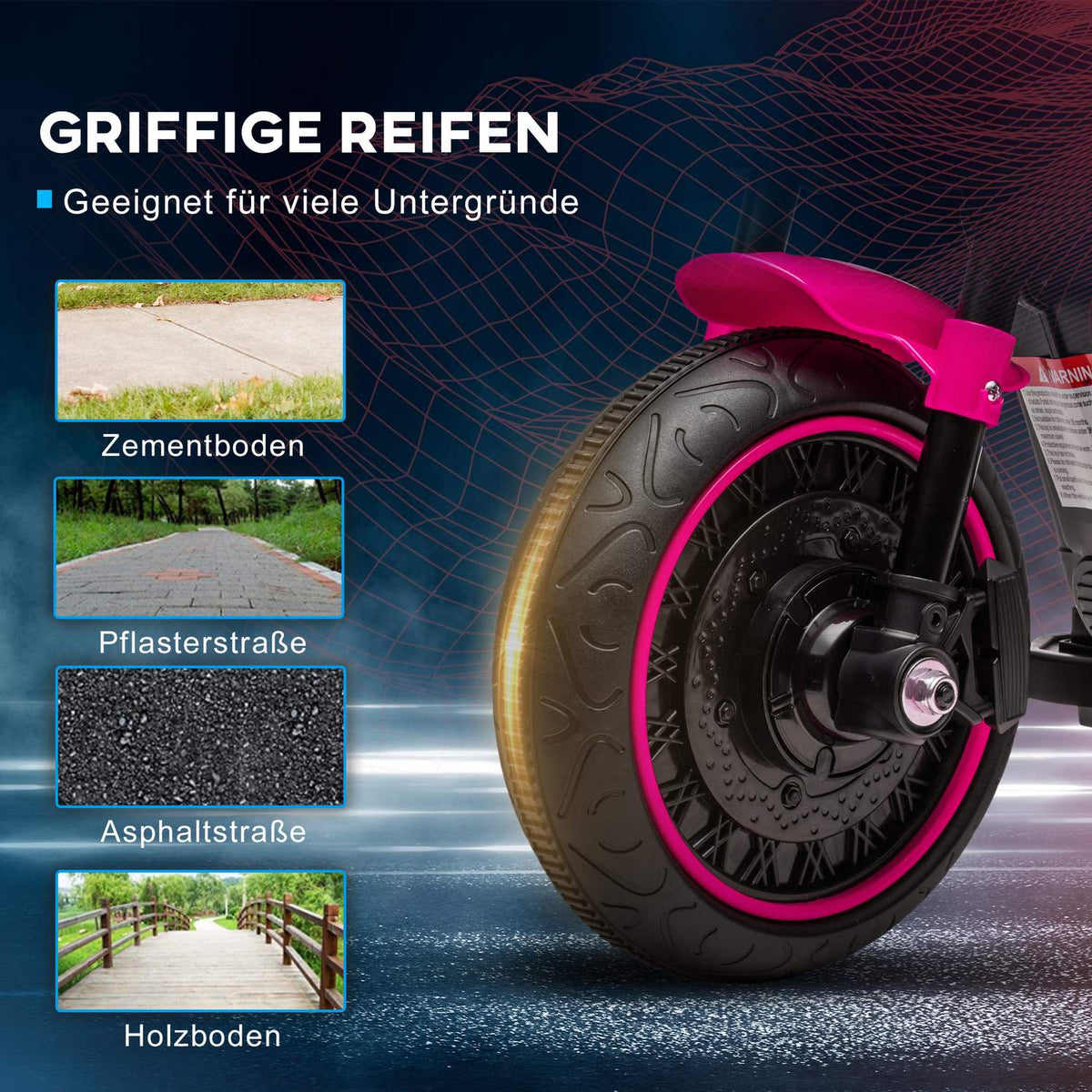 Children'S Electric Motorcycle Children'S Motorcycle Children'S Vehicle Electric Vehicle With 2 Removable Support Wheels, 1.5-3 Km/H, For 1.5-3 Years Children Pink