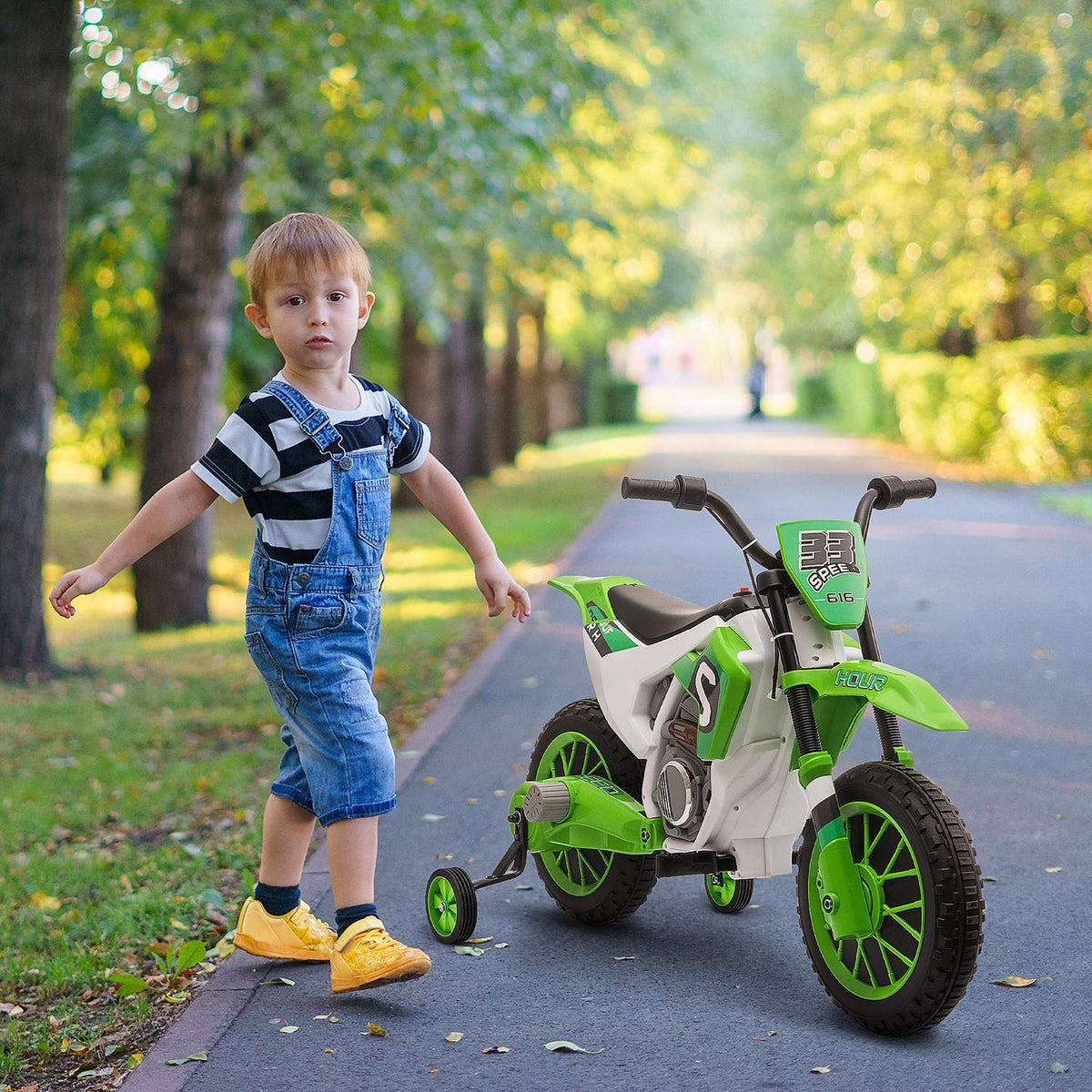 Children'S Electromobile Motorcycle 12V Removable Support Wheels From 3 Years Pp Metal
