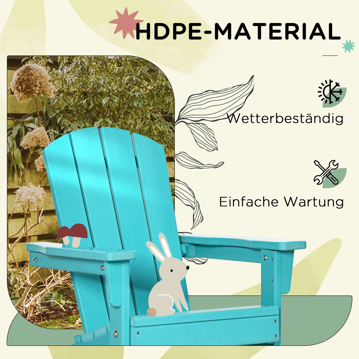 Children'S Garden Chair Adirondack Chair With Slat Design Balcony Chair Ages 3+ Teal