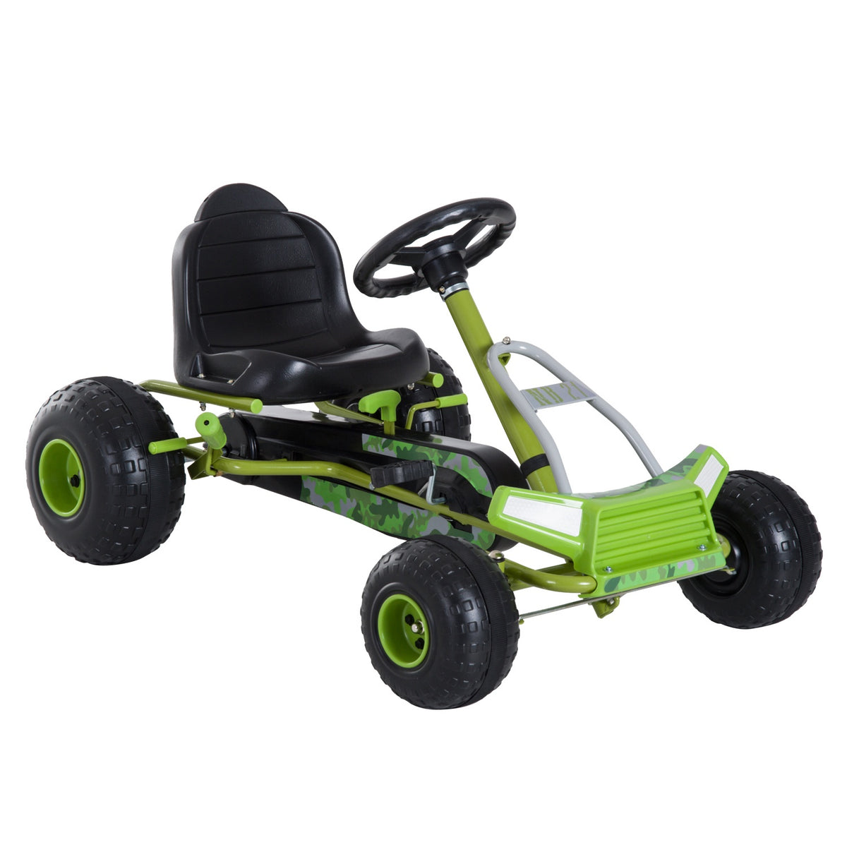 Children'S Go Kart Pedal Car Children'S Vehicle With Adjustable Seat Pedal Vehicle With Handbrake From 3 Years Green 95 X 66.5 X 57Cm
