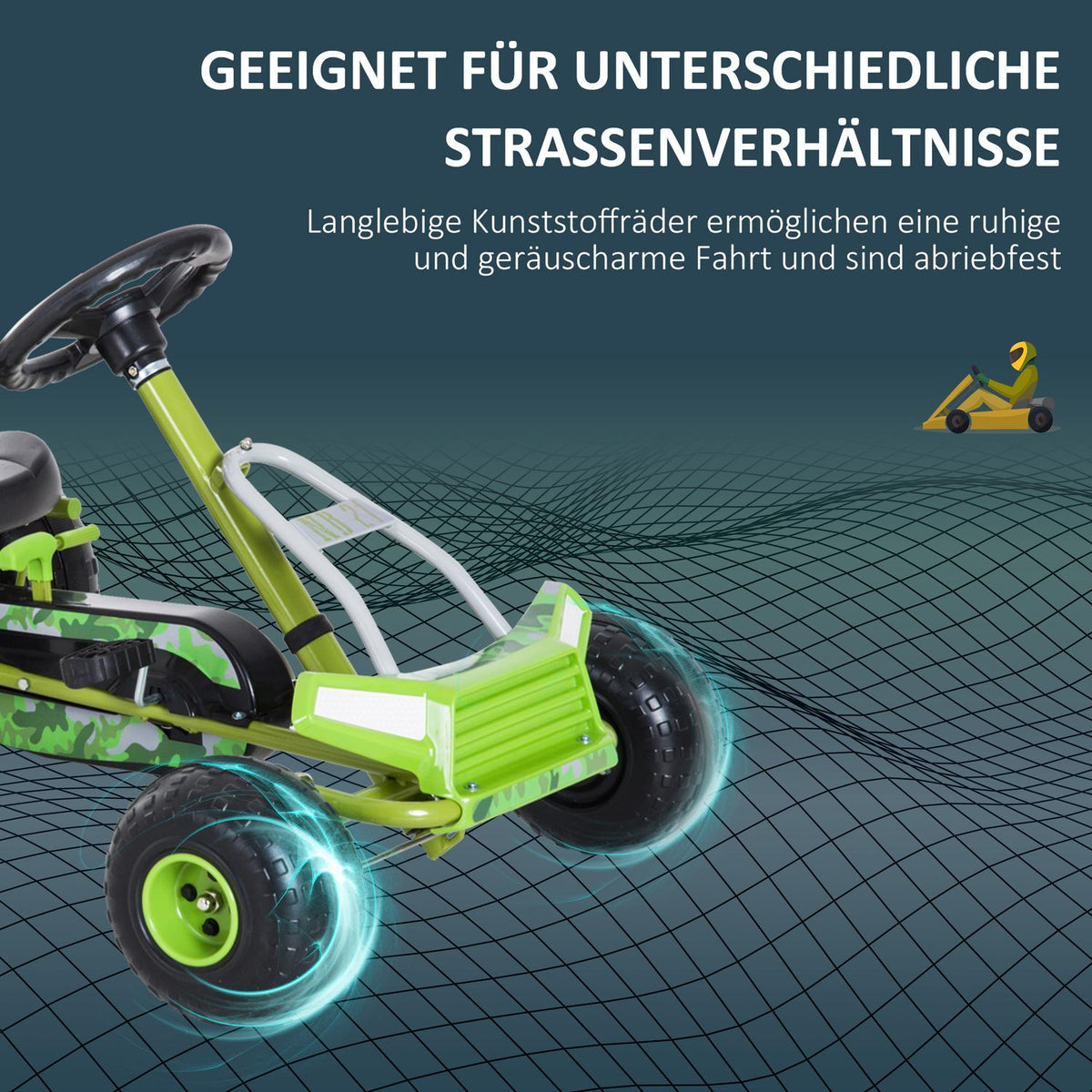 Children'S Go Kart Pedal Car Children'S Vehicle With Adjustable Seat Pedal Vehicle With Handbrake From 3 Years Green 95 X 66.5 X 57Cm